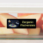 かわいいufo宇宙漫画イラストレーション パーソナライズされた ラベル (貼付)