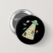 かわいいUFO猫誘拐カートゥーン宇宙猫面白い 缶バッジ (正面&裏面)