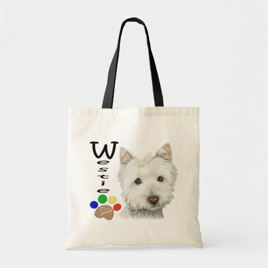 かわいいWestieの犬および足の芸術 トートバッグ (正面)