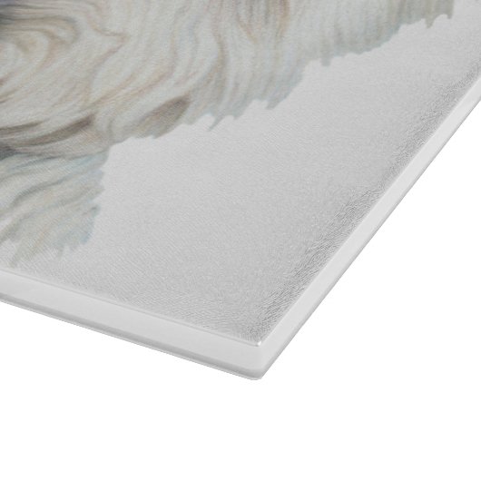 かわいいWestieは芸術のガラスまな板の後をつけます カッティングボード (角)