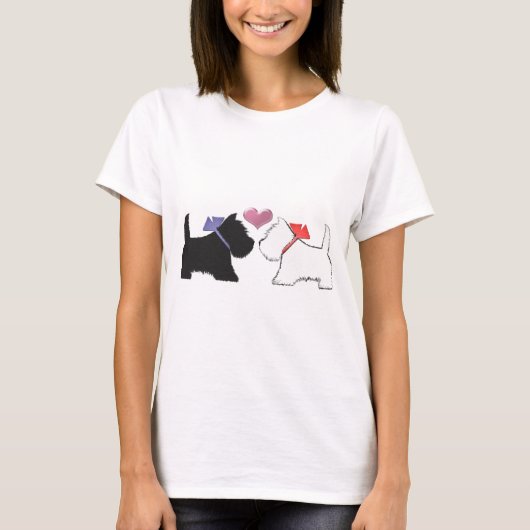 かわいいWestieは芸術の後をつけます Tシャツ (正面)