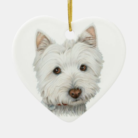 かわいいWestie犬のハートのオーナメント セラミックオーナメント (正面)
