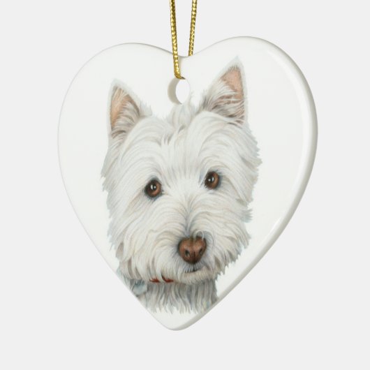 かわいいWestie犬のハートのオーナメント セラミックオーナメント (左)
