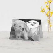かわいいWestie犬の挨拶状 カード (黄色い花)