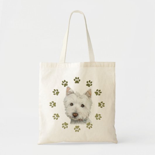 かわいいWestie犬の芸術および足 トートバッグ (正面)