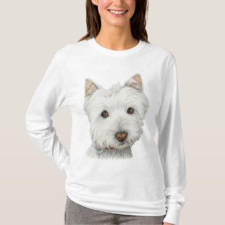 かわいいWestie犬の芸術の女性のTシャツ Tシャツ