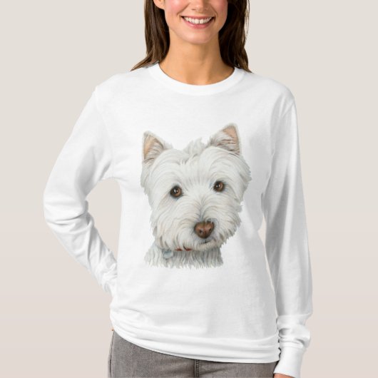 かわいいWestie犬の芸術の女性のTシャツ Tシャツ (正面)