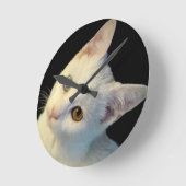かわいいWhite TurkishヴァンKitten Clock ラウンド壁時計 (傾斜)