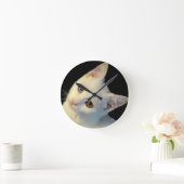 かわいいWhite TurkishヴァンKitten Clock ラウンド壁時計 (ホーム)