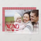 かわいいXOXOハートバレンタインデーの写真カード シーズンカード (正面/裏面)
