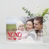 かわいいXOXOハートバレンタインデーの写真カード シーズンカード (スタンド正面)