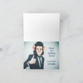 かわいおもしろいいお猿さんビジネススーツ21歳誕生日  カード (内部)