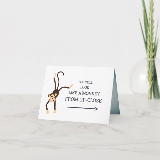 かわいおもしろいいお猿さんビジネススーツ21歳誕生日  カード (正面)