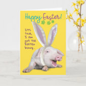 かわいおもしろいいイースター豚と耳の写真付き カード (黄色い花)