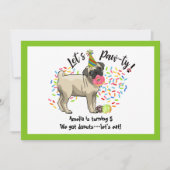 かわいおもしろいいパグのペットドッグドーナツ誕生パーティー 招待状 (正面)