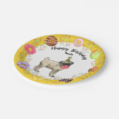 かわいおもしろいいパグドッグドーナツ誕生パーティー ペーパープレート (アングル)