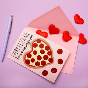 かわいおもしろいいピザハートのバレンタインデー挨拶 シーズンカード
