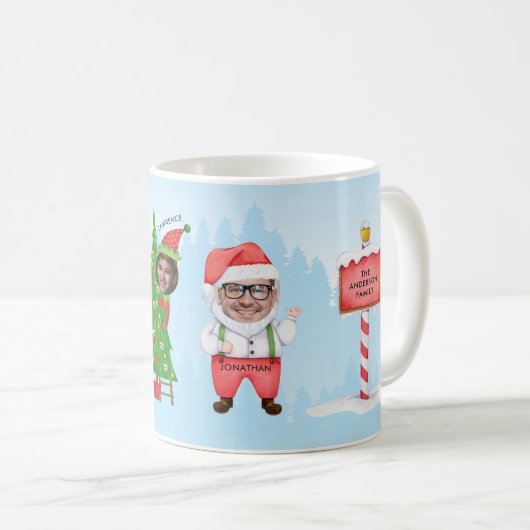 かわいおもしろいいメリークリスマス4フォトファミリーサンタ コーヒーマグカップ (正面右)
