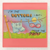 かわいおもしろいい下着ぶら下がったの着替え ガラスコースター (正面)