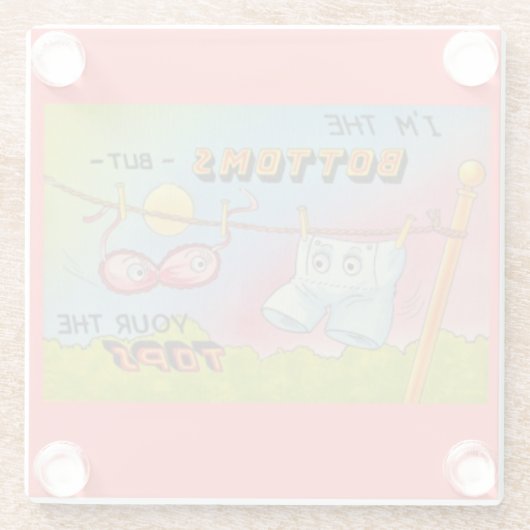 かわいおもしろいい下着ぶら下がったの着替え ガラスコースター (裏面)