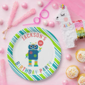 かわいおもしろいい子どカラフルもロボット誕生会 ペーパープレート (パーティー)