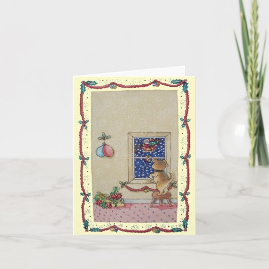かわいおもしろいい子犬とクリスマスソレ シーズンカード (正面)