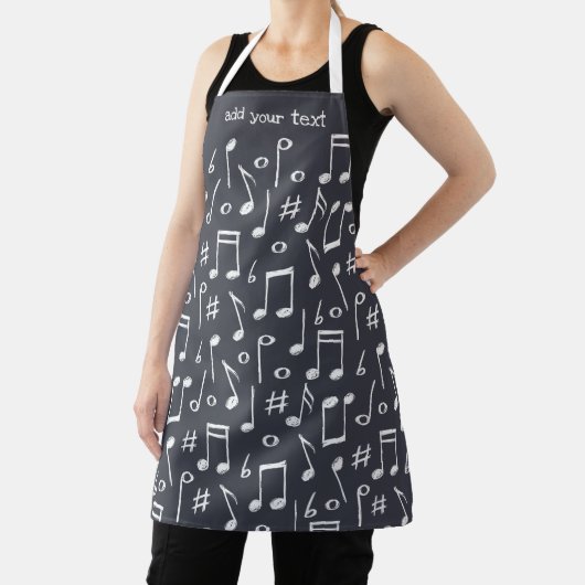 かわいおもしろいい白モダンい音符の文様 エプロン (インサイチュ)