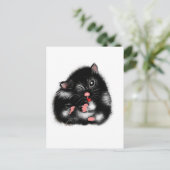 かわいおもしろいい白黒シリアのハムスターの贈り物 ポストカード (スタンド正面)