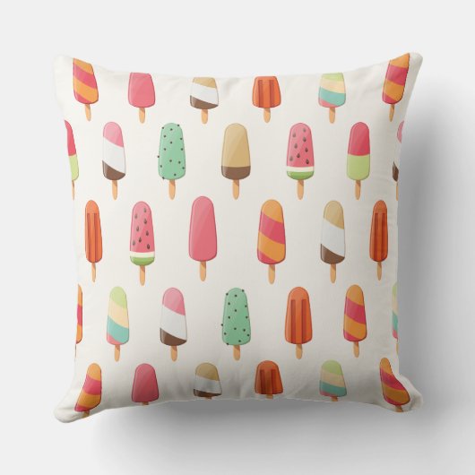 かわいおもしろいい色のアイスクリーム柄 クッション (裏面)