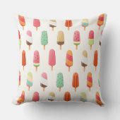 かわいおもしろいい色のアイスクリーム柄 クッション (正面)