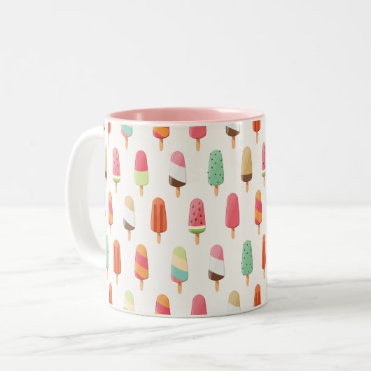 かわいおもしろいい色のアイスクリーム柄 ツートーンマグカップ (正面左)