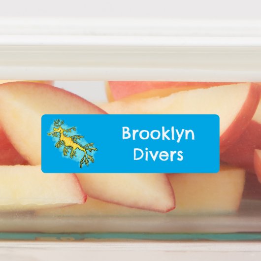 かわいおもしろいい葉の多い海のドラゴンパーソナライズされた漫画 ラベル (貼付)