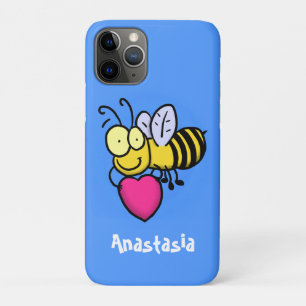 かわいおもしろいい蜂とハート漫画のイラストレーション iPhone 11 PROケース
