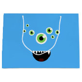 かわいおもしろいい青ユニークい怪物 ラージペーパーバッグ (正面)