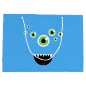 かわいおもしろいい青ユニークい怪物 ラージペーパーバッグ (裏面)