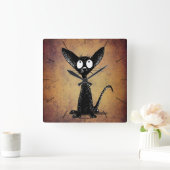 かわいおもしろいい黒猫 ラージ壁時計 (ホーム)