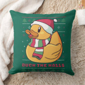 かわいおもしろいアヒルがクリスマスのお祝いのカモ クッション (ブランケット)