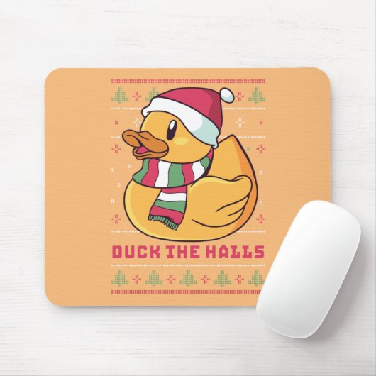 かわいおもしろいアヒルがクリスマスのお祝いのカモ マウスパッド (マウス)