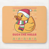 かわいおもしろいアヒルがクリスマスのお祝いのカモ マウスパッド (正面)