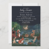 かわいお洒落い森林の動物たちのベビーシャワー 招待状 (正面)