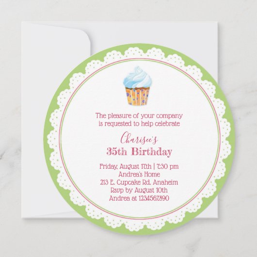 かわいくおいしいカップケーキの誕生会 招待状 (裏面)