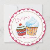 かわいくおいしいカップケーキの誕生会 招待状 (正面)