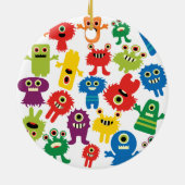 かわいくおもしろいでカラフルなモンスターパターン セラミックオーナメント (裏面)