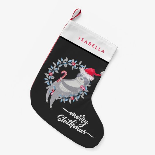 かわいくおもしろいでパーソナライズな怠惰の休日 スモールクリスマスストッキング (正面 (吊り時))
