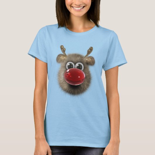 かわいくおもしろいで柔らかいトナカイ Tシャツ (正面)