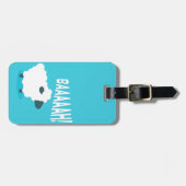 かわいくおもしろいで青い漫画の泣き声のヒツジ ラゲッジタグ (正面横)