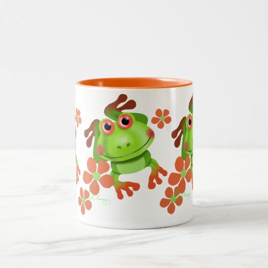 かわいくおもしろいなアマガエル ツートーンマグカップ (中央)