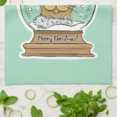 かわいくおもしろいなクリスマス猫の名前をカスタムする手タオル キッチンタオル (折り畳み)