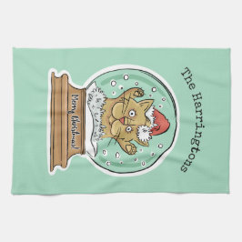 かわいくおもしろいなクリスマス猫の名前をカスタムする手タオル キッチンタオル