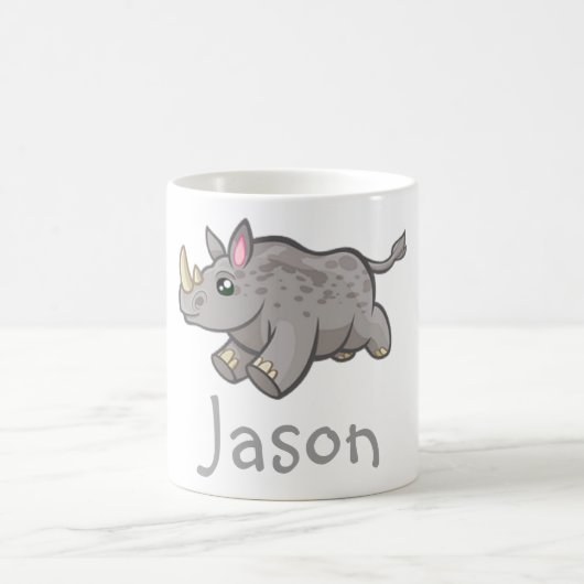 かわいくおもしろいなサイの野性生物のジャングル動物は名前をからかいます コーヒーマグカップ (中央)